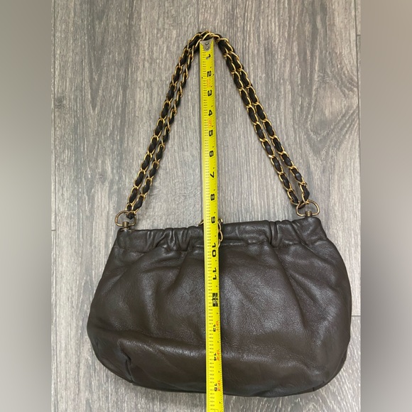 Vintage Dark Brown Genuine Leather Morris M. Handbag with Gold Chain - Picture 13 of 16